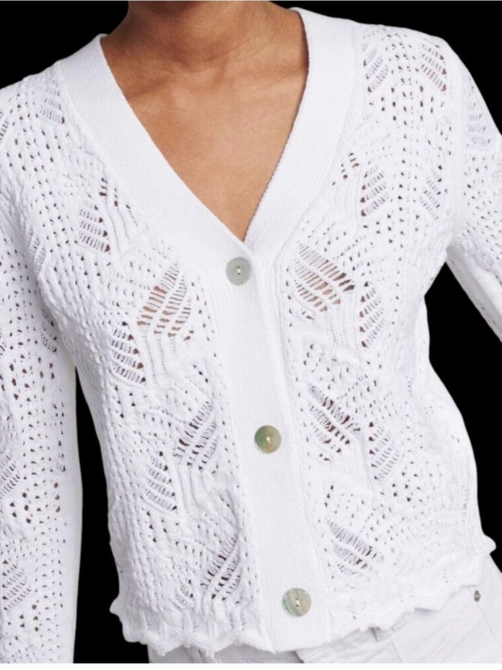 Vince Lace Stitch Cotton Blend Cardigan